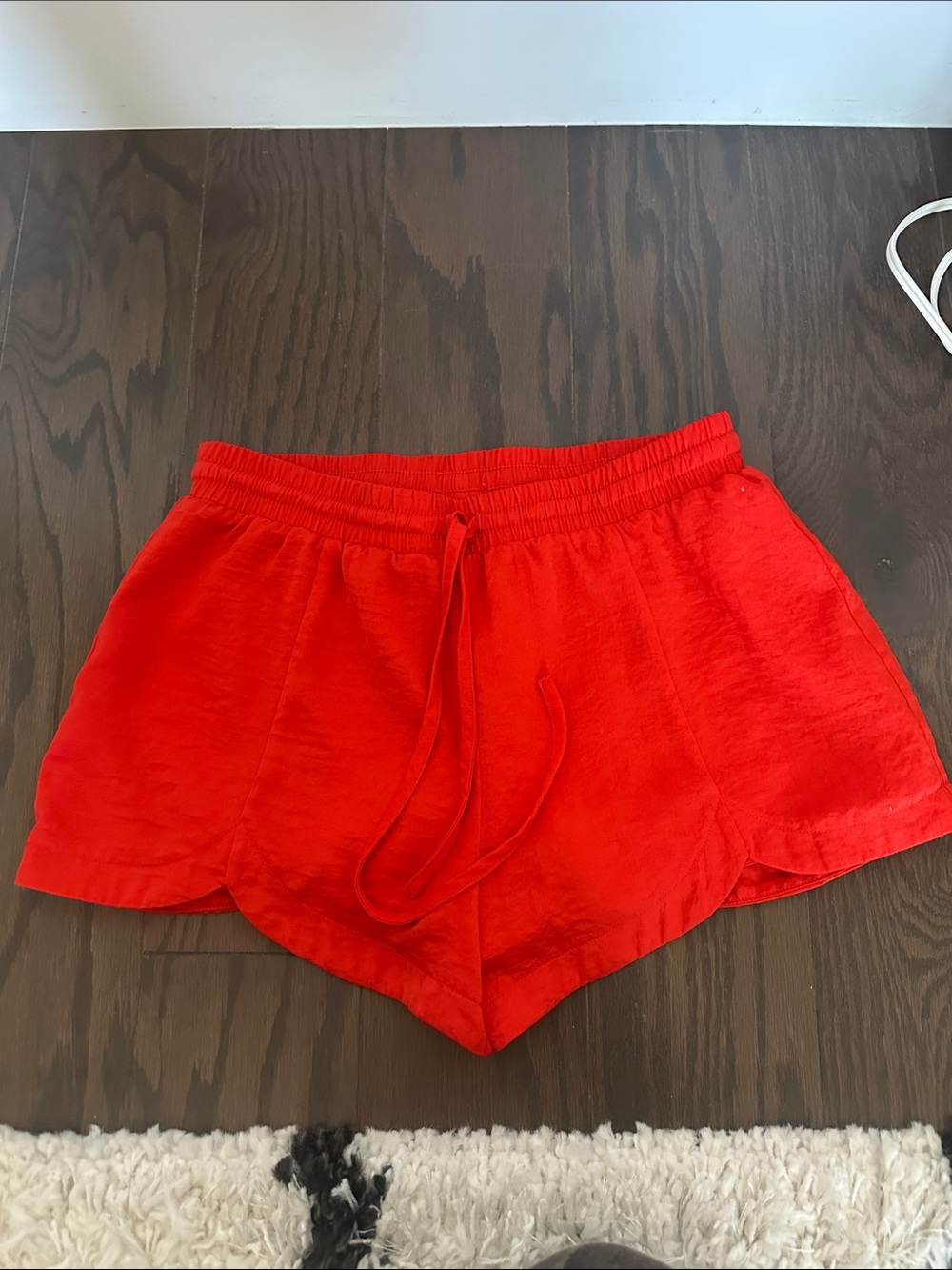 Red Women's Silky Drawstring Lounge Shorts NWOT